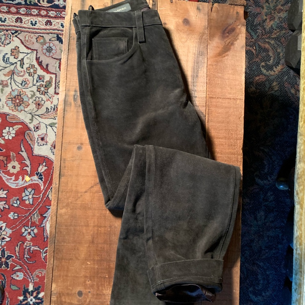 Mens Banana Republic heavy brown suede leather pants- 32x32